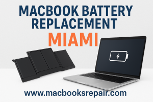 MacBook battery replacement Miami - safe battery removal MacBook battery replacement Miami - battery removed and inspected